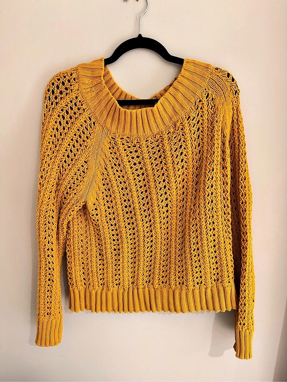 J.Crew Open Knit Crewneck Sweater Orange Size Medium Like New